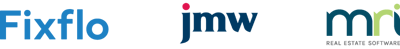 Fixflo, JMW Solicitors and MRI Real Estate Software logos