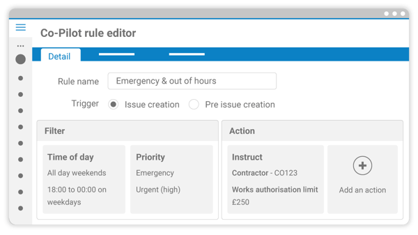 Fixflo's Co-Pilot rule that assigns a contractor automatically on an out of hours emergency repair request