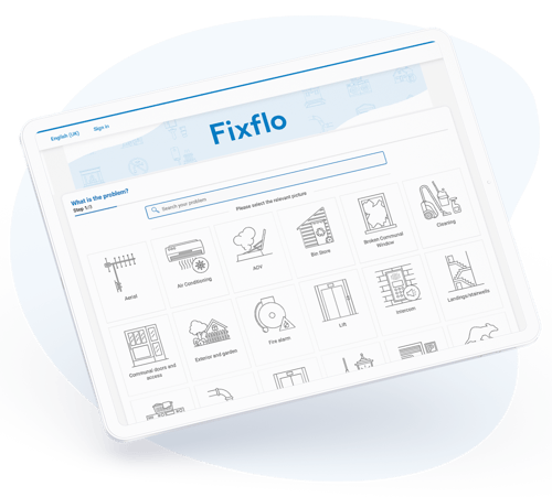 iPad with Fixflos Repair Reporting Page for Block Management