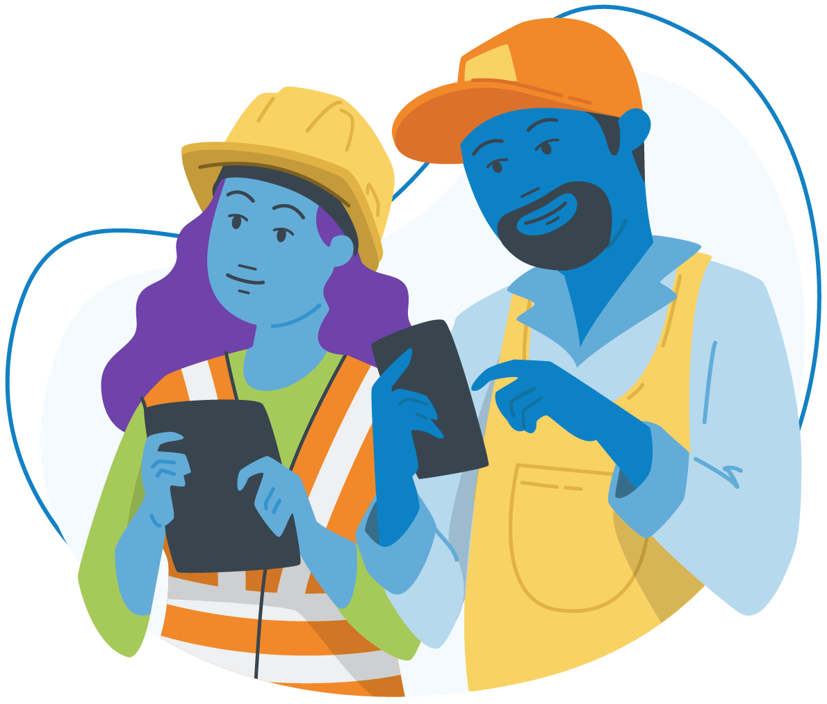An illustration of two happy contractors