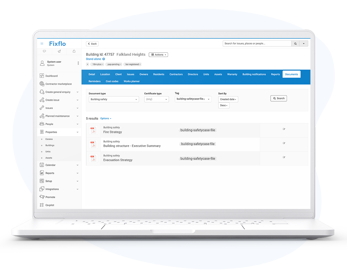 Laptop with Fixflo's Building Safety features
